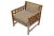 Lattice weave frame club chair with Greek key upholstery. Arms feature an interlocking lattice weave fretwork design....