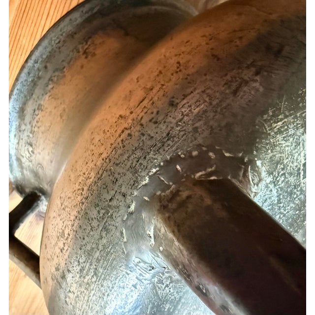 Antique Continental 1600s Bronze European Posnet, Cauldron Cast in Two Parts With Angular Handles and Tripod Feet, Maker’s Initials ‘A B’ For Sale - Image 9 of 12