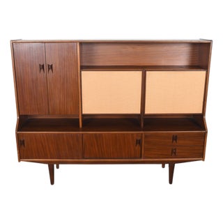 Mid 20th Century Tall Mahogany Sideboard With Cane Doors by Elliots of Newbury For Sale
