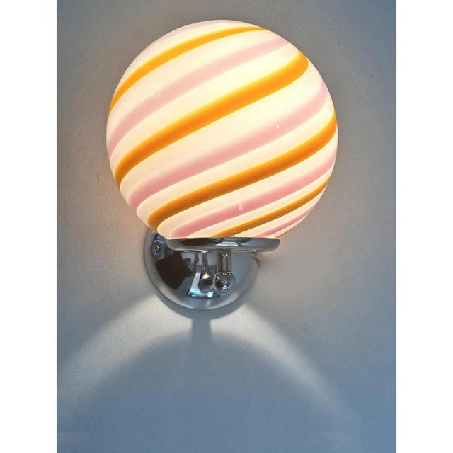 Contemporary Amber and Pink Rods Murano Glass Wall Sconces by Simoeng, Set of 2 For Sale - Image 3 of 8