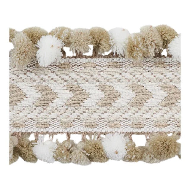 Sample - Schumacher Maracana Pom Tape in Linen For Sale
