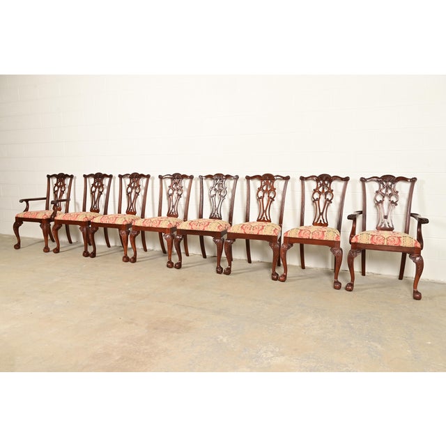 Ethan Allen Chippendale Carved Mahogany Side Chairs or Dining Chairs, Pair For Sale - Image 12 of 13