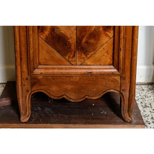 Wood French Cherry Grandfathers Clock, Brass Face and Striking Bell For Sale - Image 7 of 10