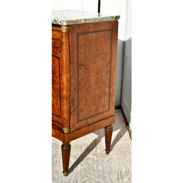 Antique French Inalid BurlWood Marble Top Cabinet/Stand W/Brass Mounts For Sale In Philadelphia - Image 6 of 13