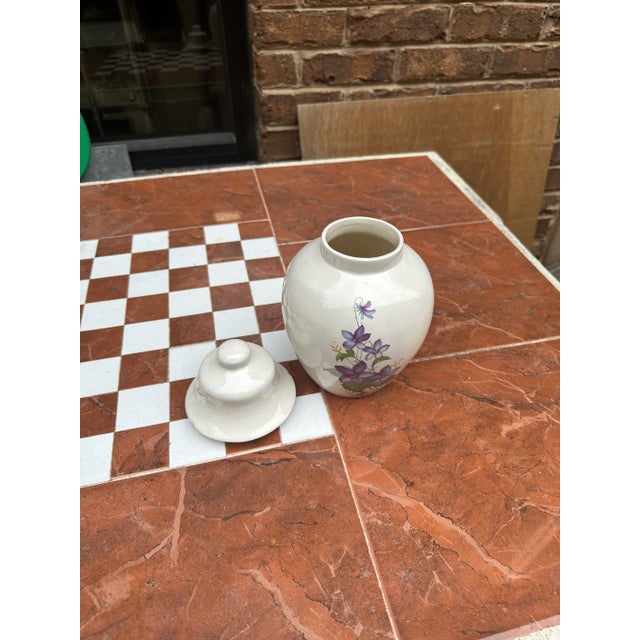Ceramic 1970s Ceramic Painted Floral Jar With Lid For Sale - Image 7 of 8
