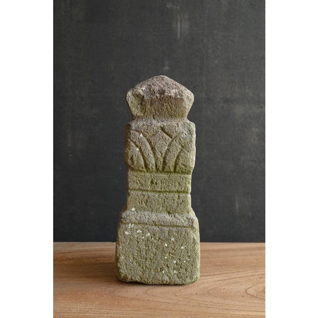 Stone Antique Japanese Stone Pagoda Finial Fragment / Edo Period / Carved Lotus Base For Sale - Image 7 of 17
