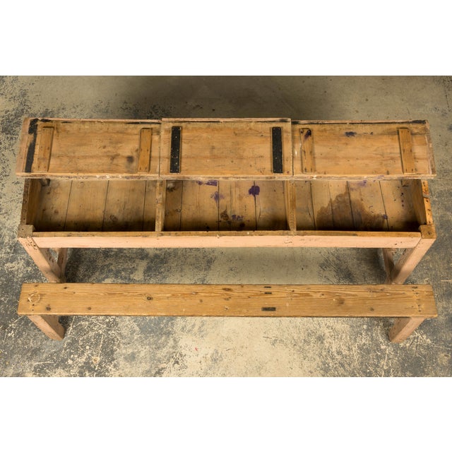 Late 19th Century Late 19th Century French Painted School Desk With Integrated Bench For Sale - Image 5 of 18