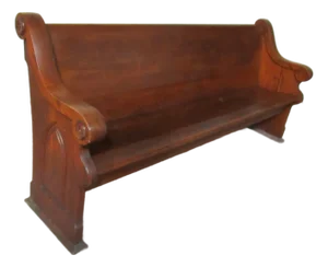1980s Amazing Oak Church Pew Bench All Carved