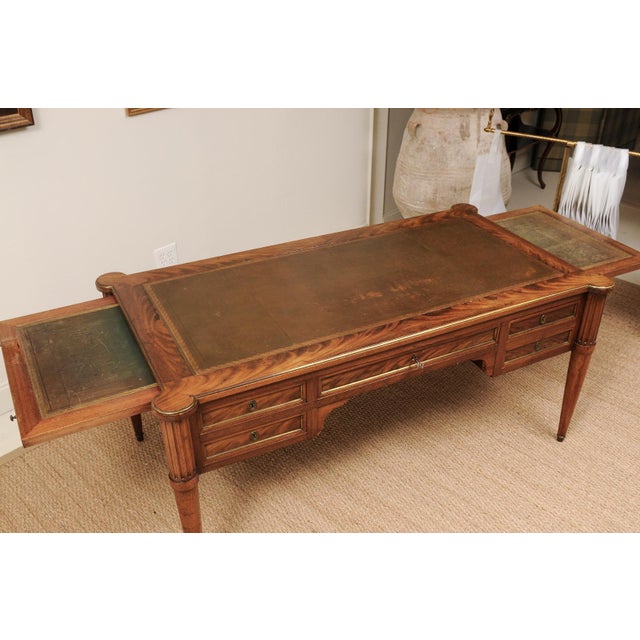 Antique Louis XVI Style French Desk With Brown Leather Top For Sale - Image 13 of 14