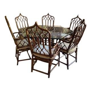 McGuire Vintage Bamboo and Ratan Dining Room Set For Sale