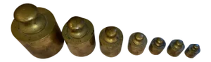 Late 19th Century Antique Solid Brass Scale Weights - Set of 7