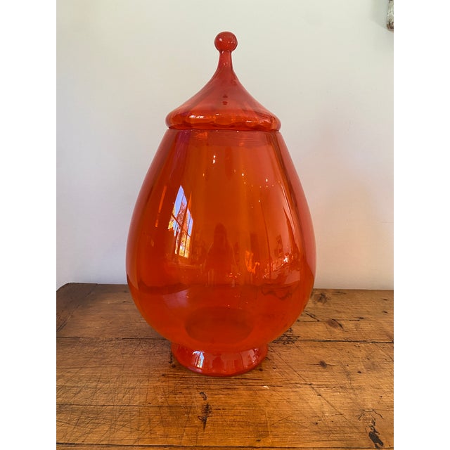 Vintage Empoli Orange Circus Tent Apothecary Jar, Extra Large ~ and I do mean large. Really stunning apothecary jar ~ it...