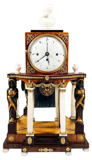 Viennese Empire Portal Clock with Caryatids and Gilded Fittings, 1810