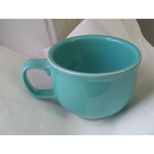 1990s Homer Laughlin China Intro 1986 Fiesta Turquoise Jumbo 18 Oz Mug / Planter Cup Usa Oven Safe, Microwave Safe, Dishwasher Safe Discontinued Piece For Sale - Image 5 of 6