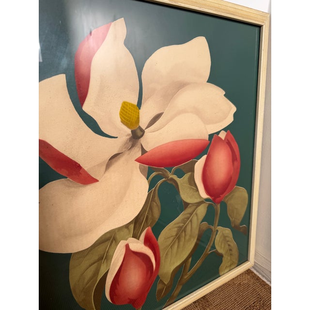Green 1940s Framed Magnolia Screengraph Prints - A Pair For Sale - Image 8 of 12