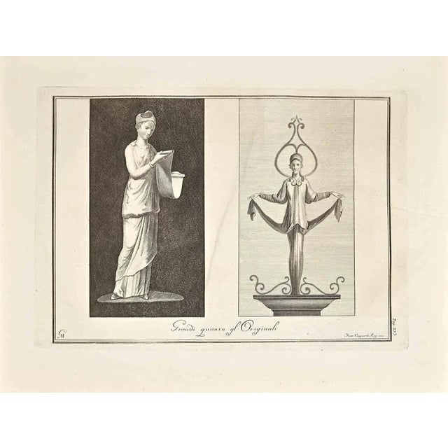Ancient roman scene from the series "antiquities of herculaneum", is an original etching on paper realized by francesco...