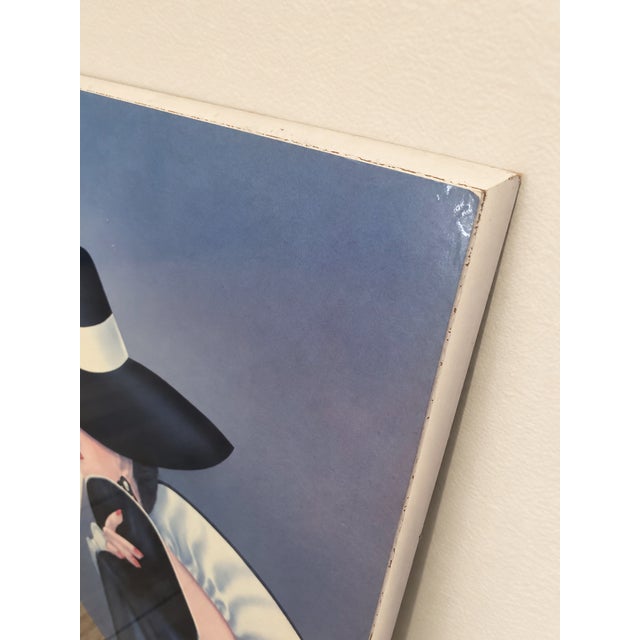 Blue Art Deco “Glam Girl” by Ferraro on Wood Panel For Sale - Image 8 of 10