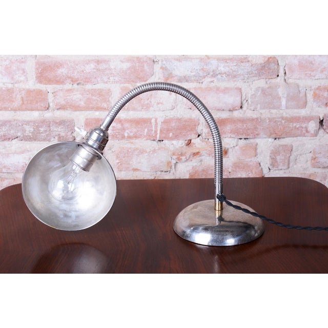 Metal Bauhaus Table Lamp in Chrome-Plated Steel by M. Prokop, Czech, 1930s For Sale - Image 7 of 11