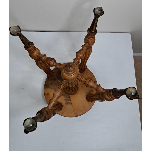 Antique H. Holtzman & Sons Victorian Adjustable Swivel Piano Stool With Glass Ball Claw Feet For Sale - Image 12 of 17