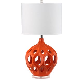 29-Inch H Ceramic Table Lamp - Orange For Sale