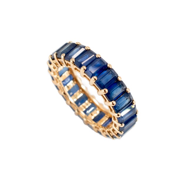 Gender: Women's Metal Type: 14K Yellow Gold size: 6.5 Width: 5.50 mm Weight: 4.27 grams Ladies 14K yellow gold, sapphire...