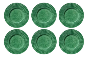 Sea Green Wicker Plates from Este Ceramiche, Set of 6