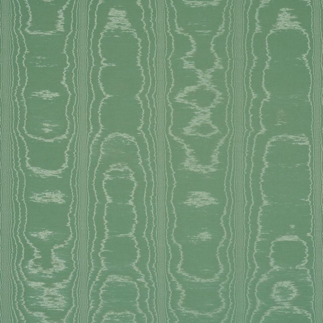 Sample - Schumacher Washington Moiré Fabric In Green For Sale