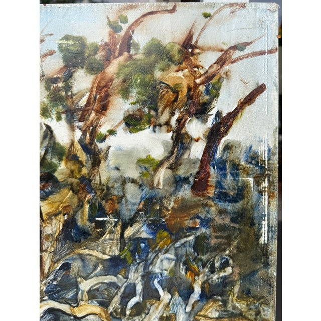 1970s Large Oil on Cardboard Landscape Painting From 70's For Sale - Image 5 of 15