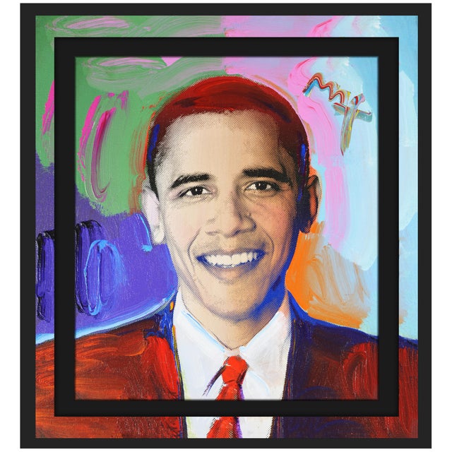 Pop Art 2009 President Obama Pop Art Blue Acrylic Painting on Canvas Peter Max For Sale - Image 3 of 7