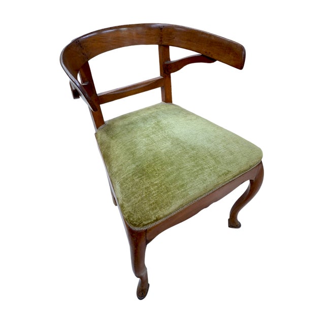 Walnut Tub Chair with Pied-De-Biche Legs, 1890s For Sale - Image 4 of 6