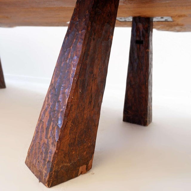 Large Mid-Century Brutalist Live Edge Coffee Table, 1950s For Sale - Image 4 of 16