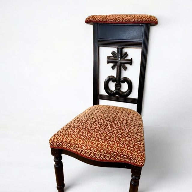 Antique French Prie-Dieu Prayer Chair with Carved Cross, 1890s For Sale - Image 10 of 12