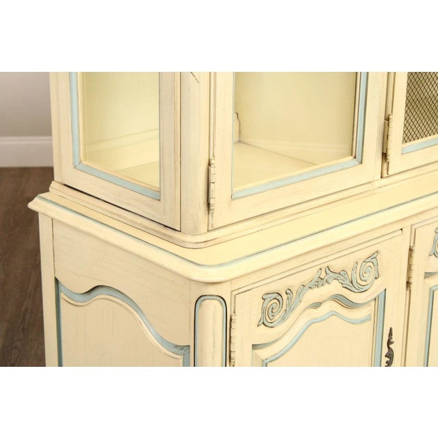 French Country Style Vintage Painted China Cabinet | Chairish