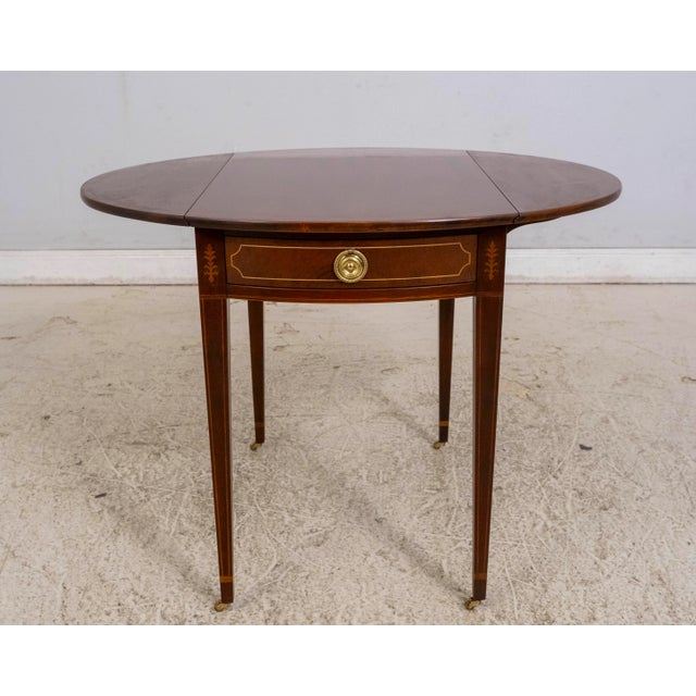 1980s Pair of Baker Historic Charleston Mahogany Pembroke Tables For Sale - Image 5 of 18