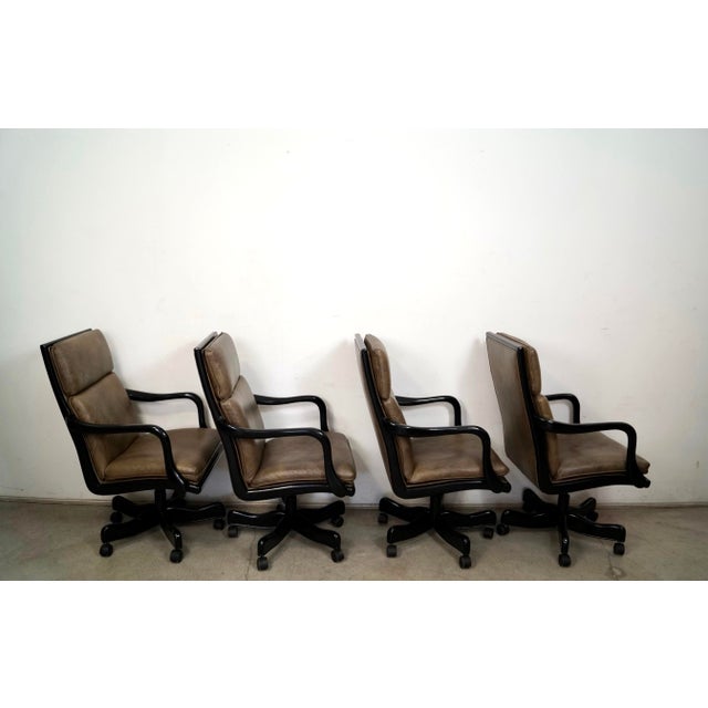 Mid-Century Modern 2010’s Hancock & Moore Leather Executive Office Desk Chairs - Set of 4 For Sale - Image 3 of 12