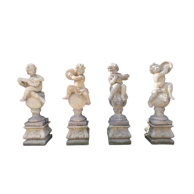 Garden Stone Sculpture Cherubs, 1950s, Set of 4 For Sale - Image 11 of 12