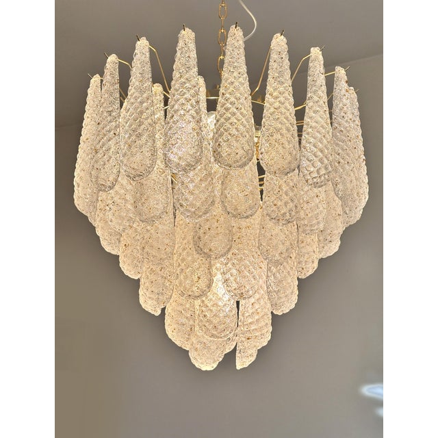 Mid-Century Modern Italian “Conchiglie” Murano Glass Gold Chandelier For Sale - Image 6 of 8