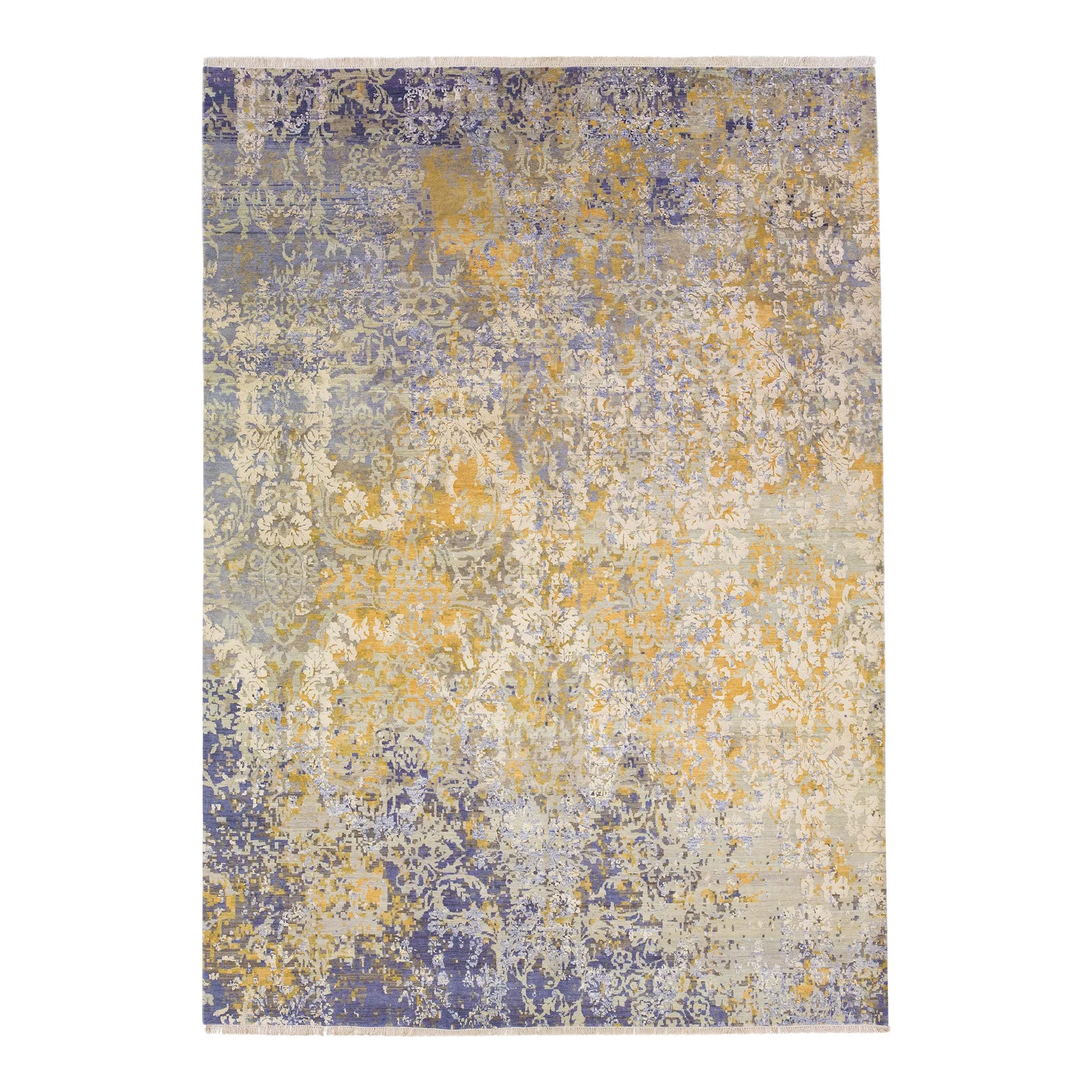 2010s Contemporary Tibetan Wool & Silk Rug With Multicolor Abstract ...