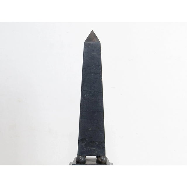 Stone Vintage Mottled Slate Gray Stone Obelisk For Sale - Image 7 of 9
