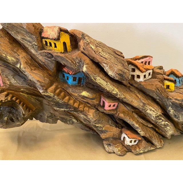 Rustic Vintage Brazilian Dimensional Carved Driftwood Mountainside Scene For Sale - Image 3 of 7