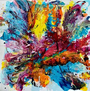 “What a Blast” Contemporary Abstract Expressionist Acrylic Painting