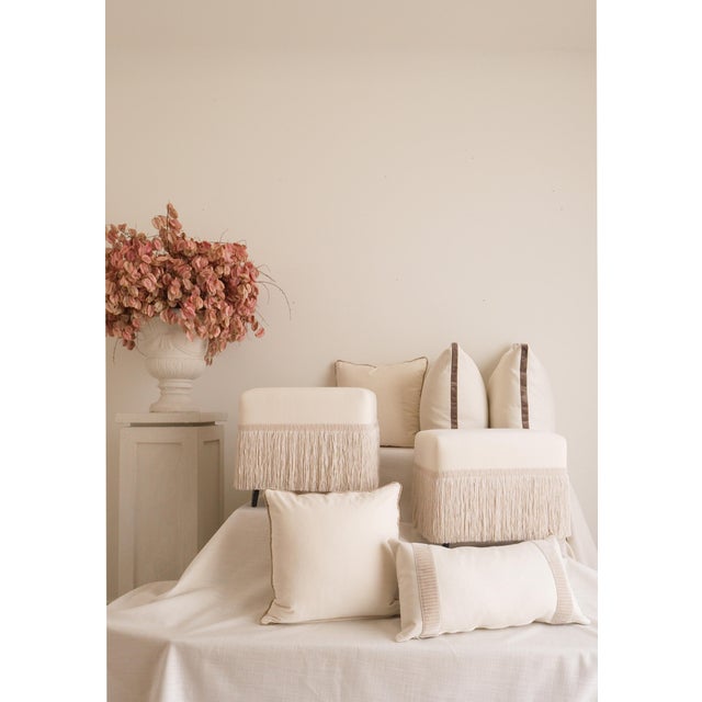 Contemporary Hutton Stool, Crema For Sale - Image 3 of 5