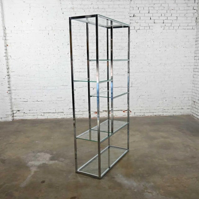 Mid-Century Modern Chrome & Glass Etagere Mondrian Style Shelf Placement For Sale - Image 9 of 13