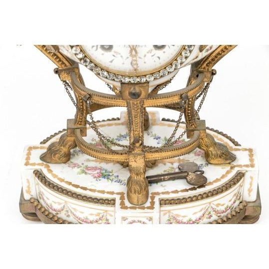 19th C. French Louis XVI Sèvres-Style Porcelain & Ormolu Mantel Clock, Signed Theodore B. Starr Ny For Sale - Image 9 of 18