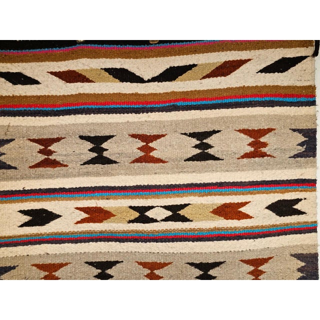 1900 - 1909 Vintage Navajo Saddle Blanket, Band Pattern, Native American Wall Art, 3x3 For Sale - Image 5 of 11