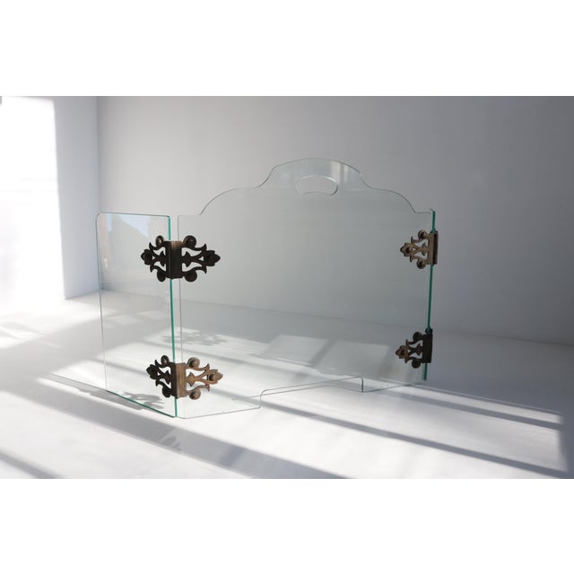 Mid-Century Modern Mid-Century Modern Glass Folding Triptych Fire Screen from Jemeppe, 1960s For Sale - Image 3 of 12