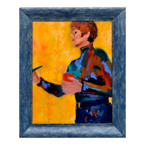 "Artist at Work" - Portrait of the Artist in Oil on Canvas by Christine Chatwell