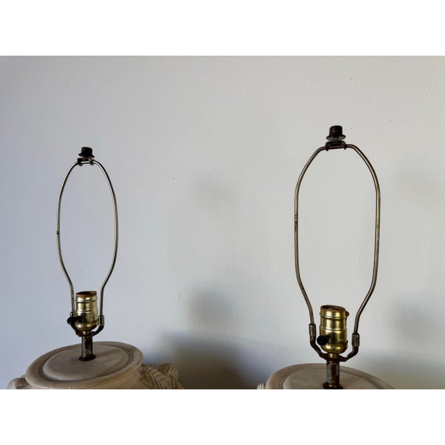 Sculpture Materials Vintage John Dickinson-Style Faux Rope and Tassel Plaster Table Lamps - a Pair For Sale - Image 7 of 12