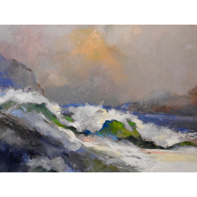 Early 21st Century Painting of Ocean Tides Colliding, Kinetic, Cobalt, Water, Vetiver - "Aqua Break" For Sale - Image 5 of 10