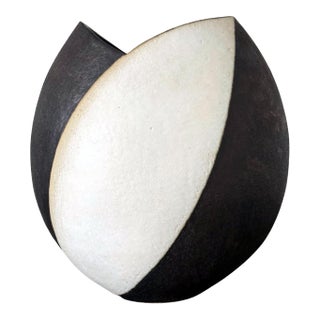 Large Ceramic Vase with Black and White Glaze by John Ward For Sale